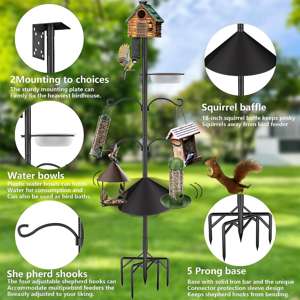 Bird Feeder Pole Stand,95 Inch House Pole for Outdoors Weather Station,Heavy Duty Metal Mount Kit Adjustable