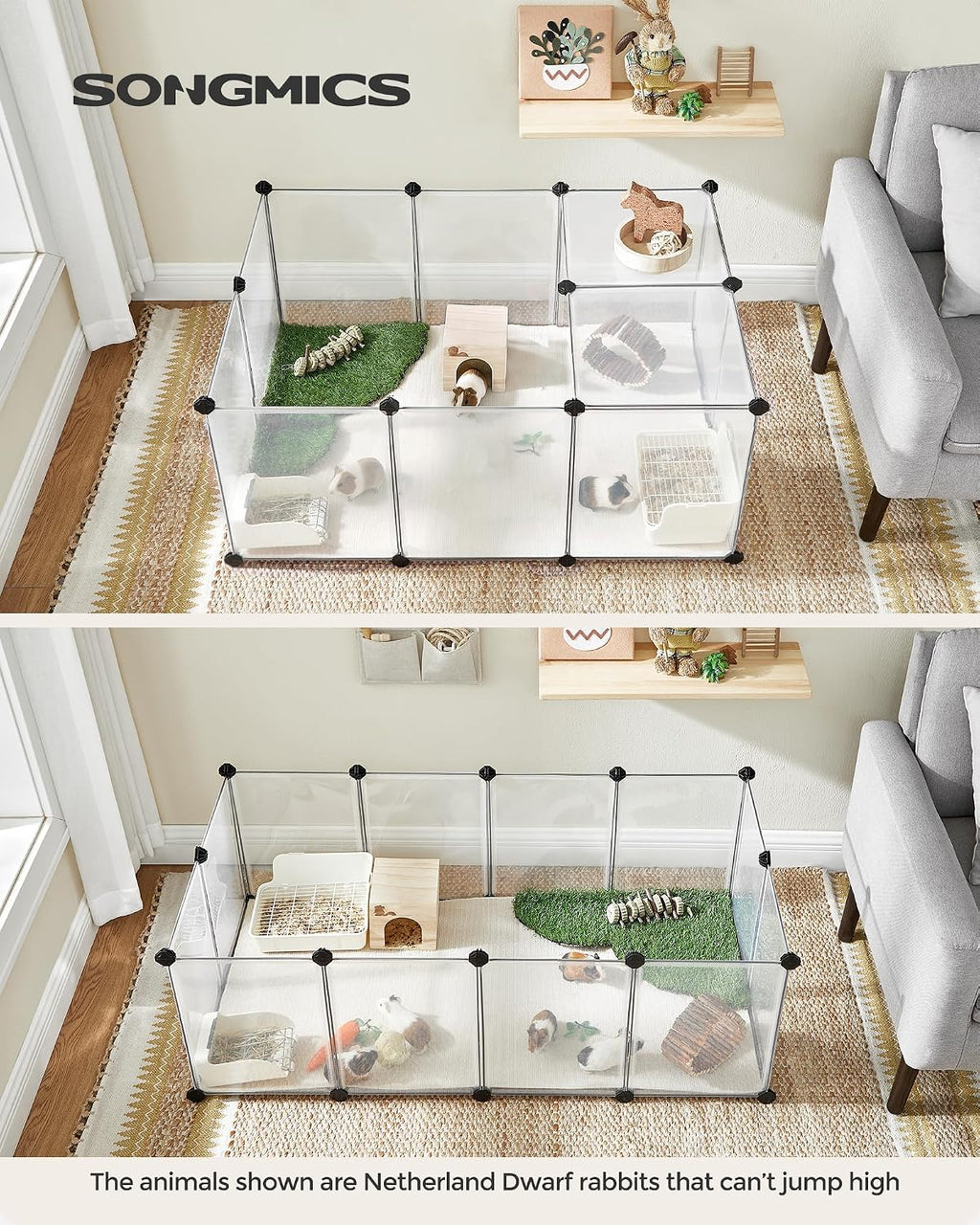 Pet Playpen with Floor, Small Animal Playpen