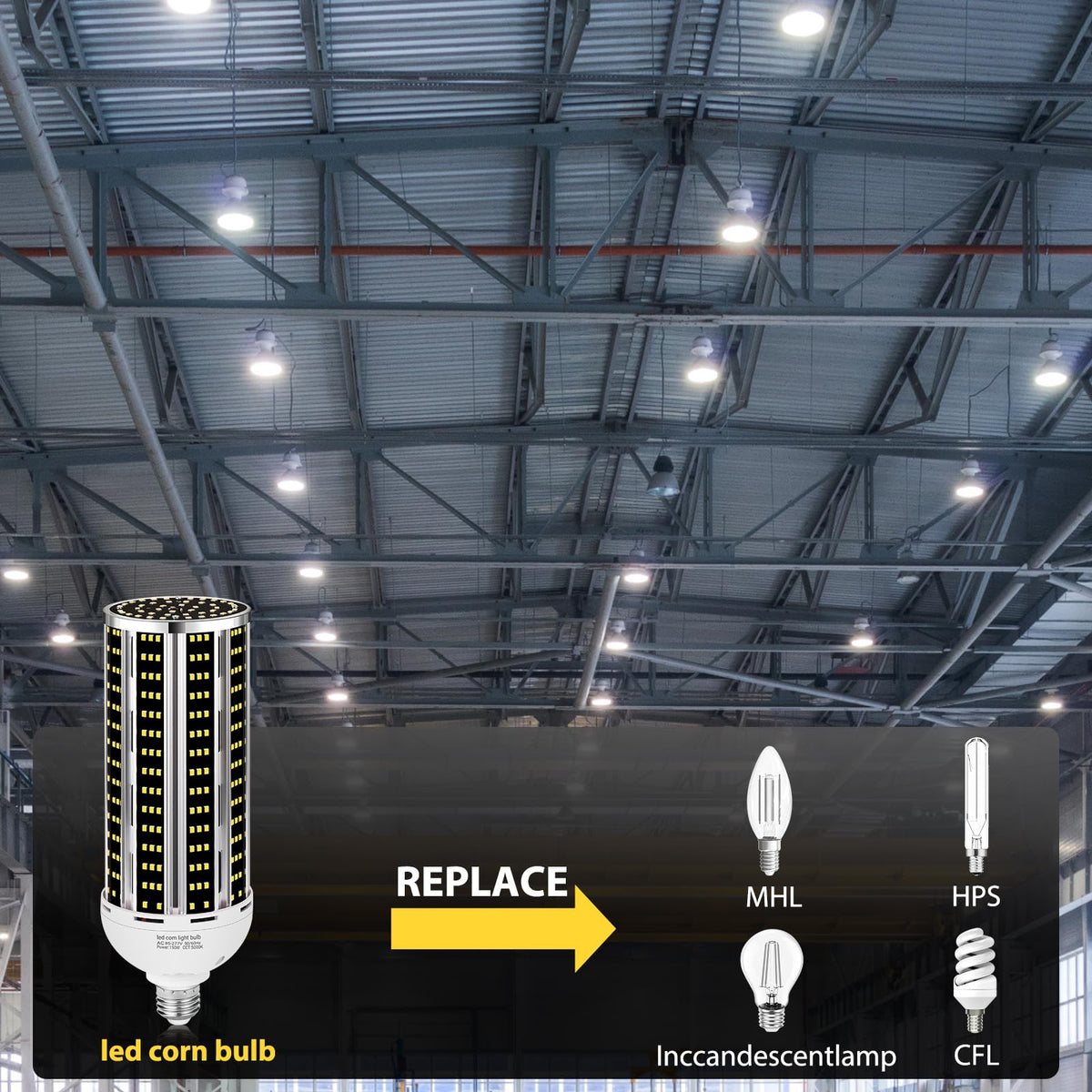 150W 4 pack LED Corn Light Bulb(1500W Equivalent ) ,Commercial Grade DayLight 5000K E26/E39 22900LM Medium Mogul Base