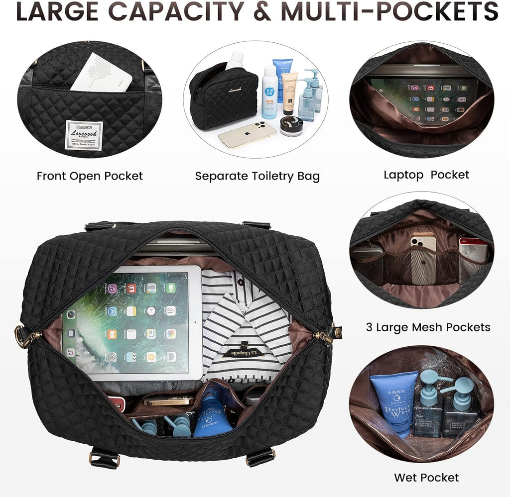 Travel Duffle Bag,Weekender Bags for Women with Shoe Compartment，Carry on Overnight Bag with Toiletry Bag,Gym Duffel