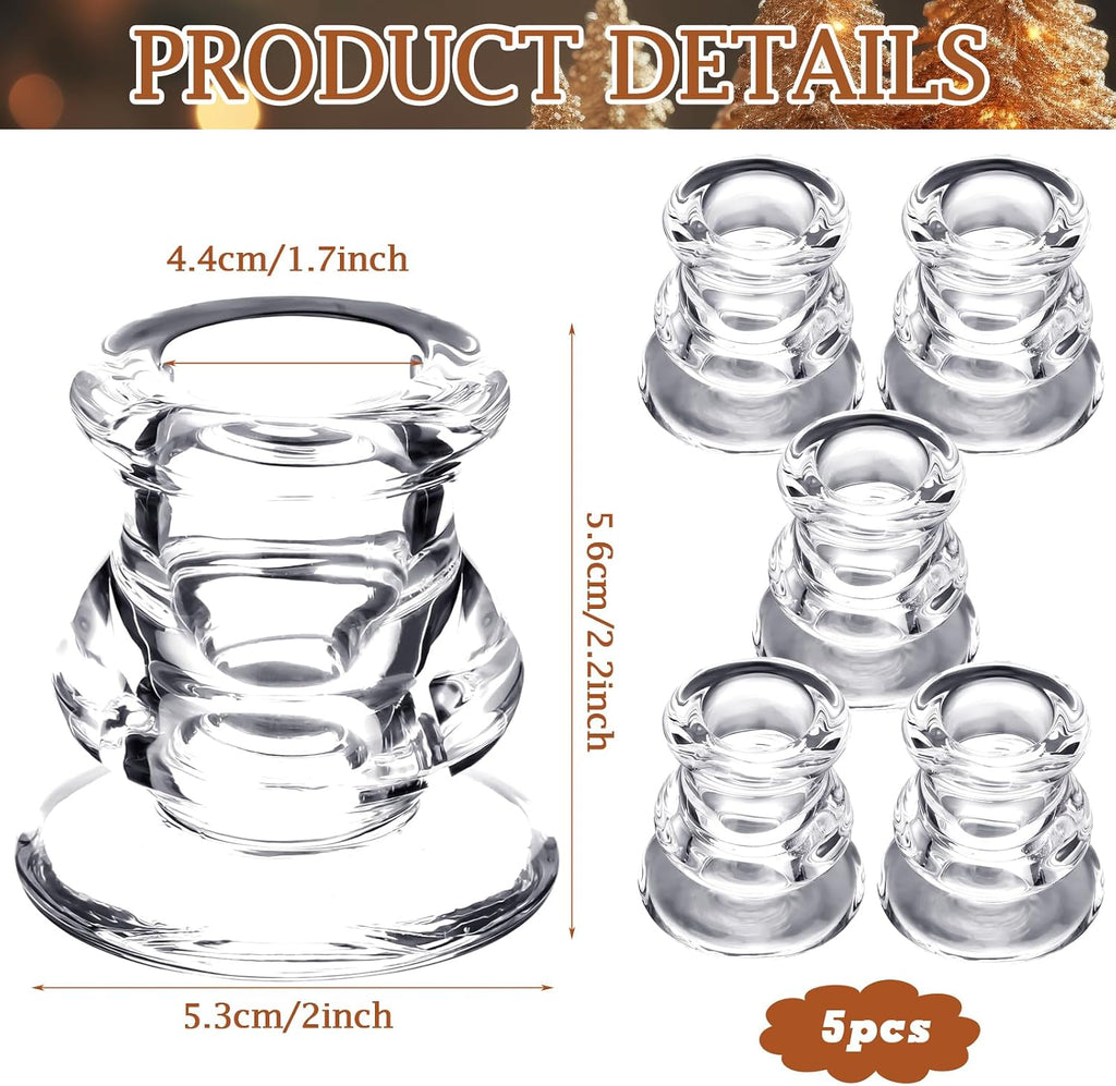 10pcs 10In Christmas Advent Candle Clear Glass Candlestick Holder Set