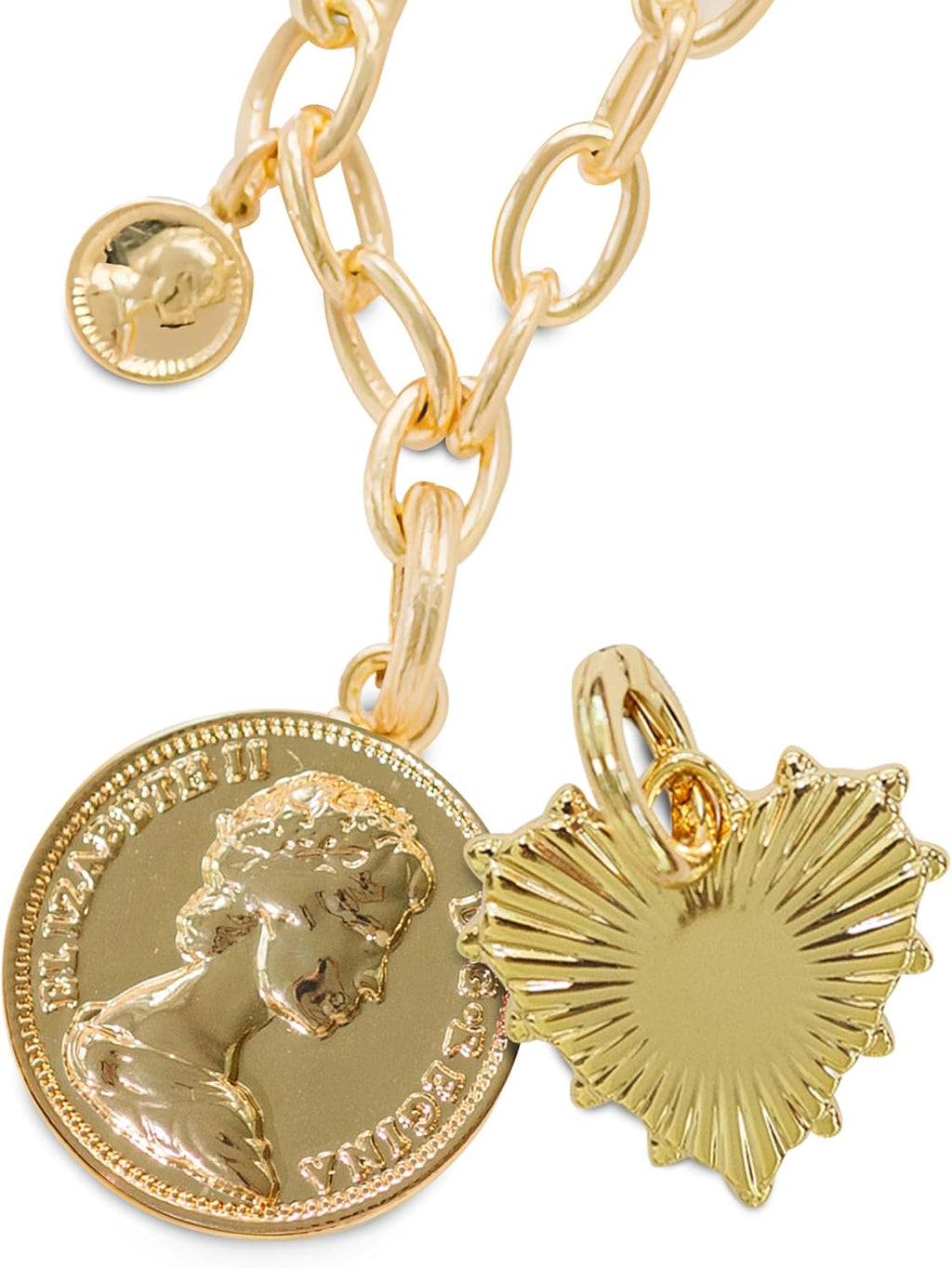 Harper Meyers Gold Medallion Necklace & Sunburst Heart Charm Bundle – Bold Statement Jewelry for Women –