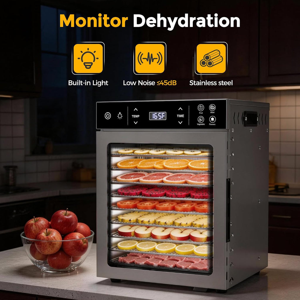 400W Food Dehydrator with 10 Trays for Jerky, Fruit, Veg, Meat