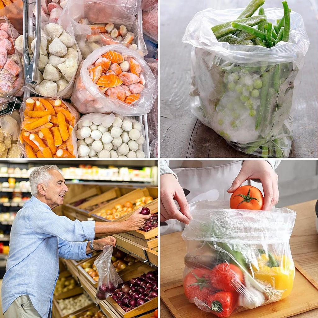 12" x 20" Clear Plastic Produce Bag on a Roll, Food Storage Bags