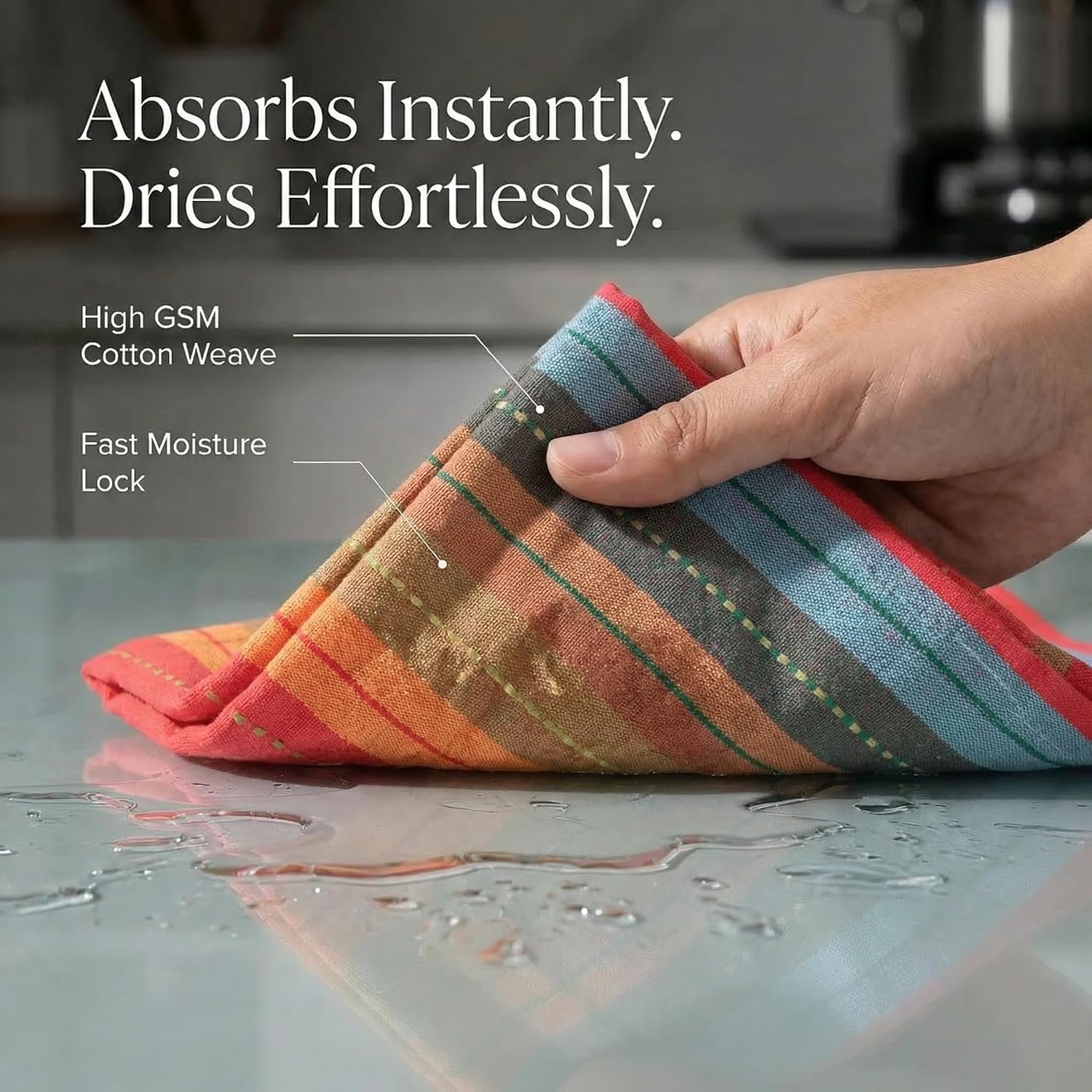 Kitchen Towels 100% Cotton Dish Towels for Kitchen (Set of 6) 20"x30" Highly Absorbent Kitchen Linen Set with Hanging