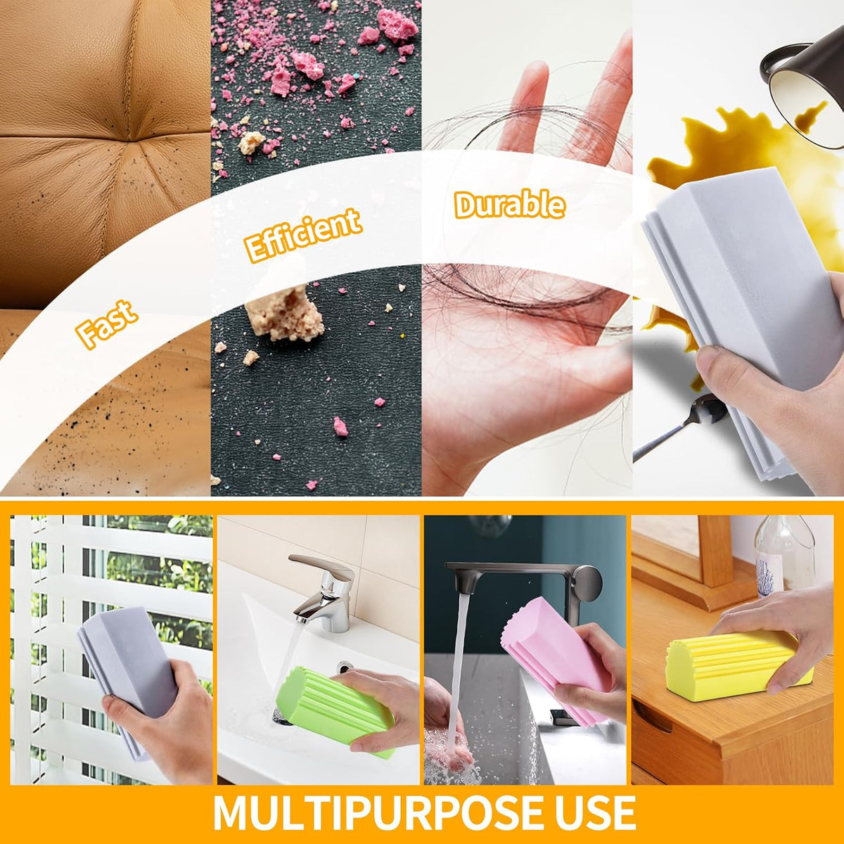Damp Clean Duster Sponge,4pack Magic Sponge Eraser,Reusable Damp Dusting Sponge Household Cleaning for Blinds, Glass