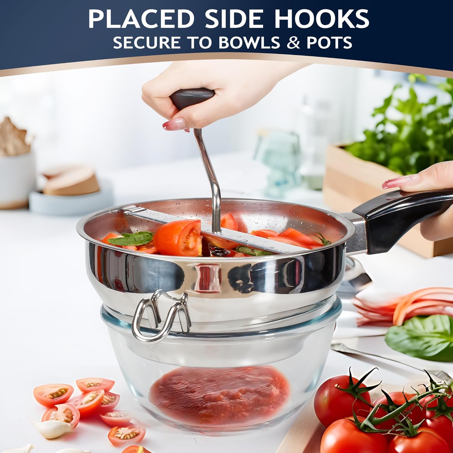 Stainless Steel Food Mill With 3 Milling Discs,Ergonomic design Rotary hand crank Food Mills For Tomato