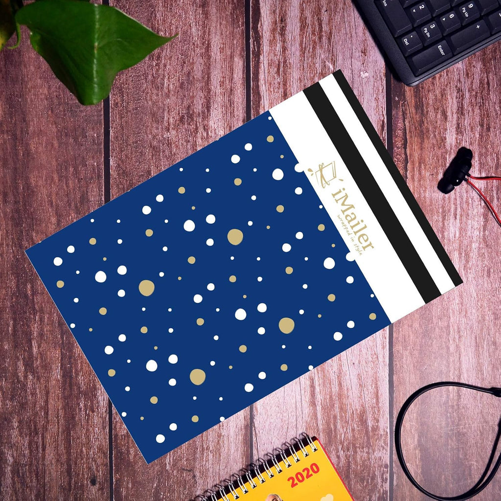 100 Count - 12 x 15.5 inch Poly Mailer Envelope Thank You Blue Polka Dot