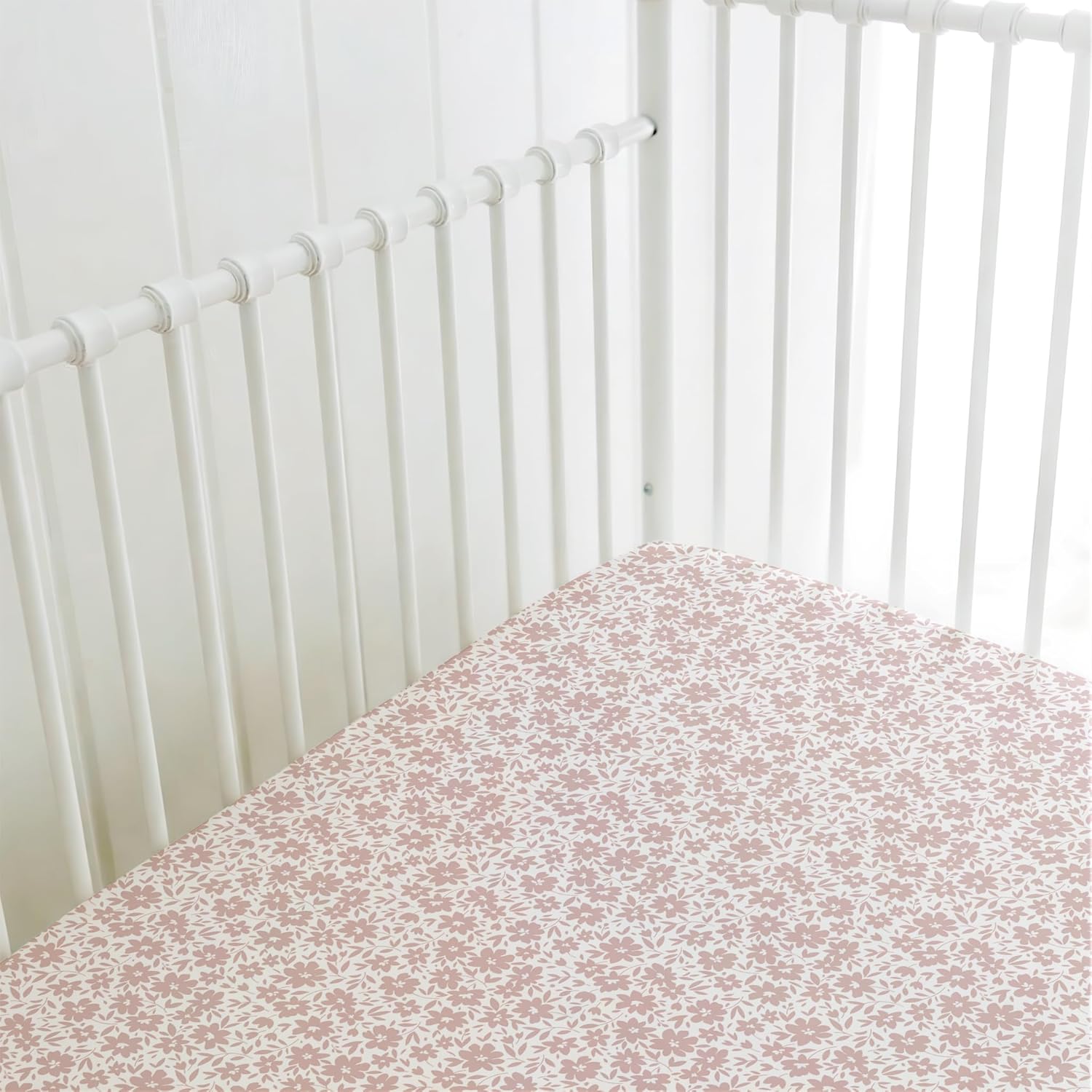 Crib Sheets Neutral - Fitted Baby Crib Sheets Bed for Girl Boy - 2 Pack Standard & Toddler Mattress (Antique Rose)