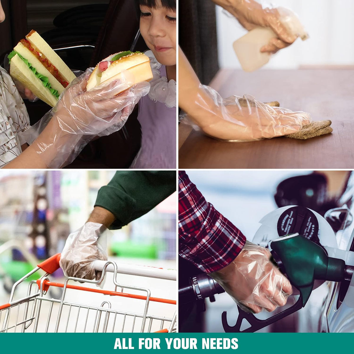Disposable Gloves, Plastic Gloves for Kitchen Cooking Cleaning Food Handling