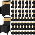 120 Pcs Chair Covers and Sashes, Stretch Spandex Chair Covers with Shiny Sashes for Wedding Party Banquet Dining