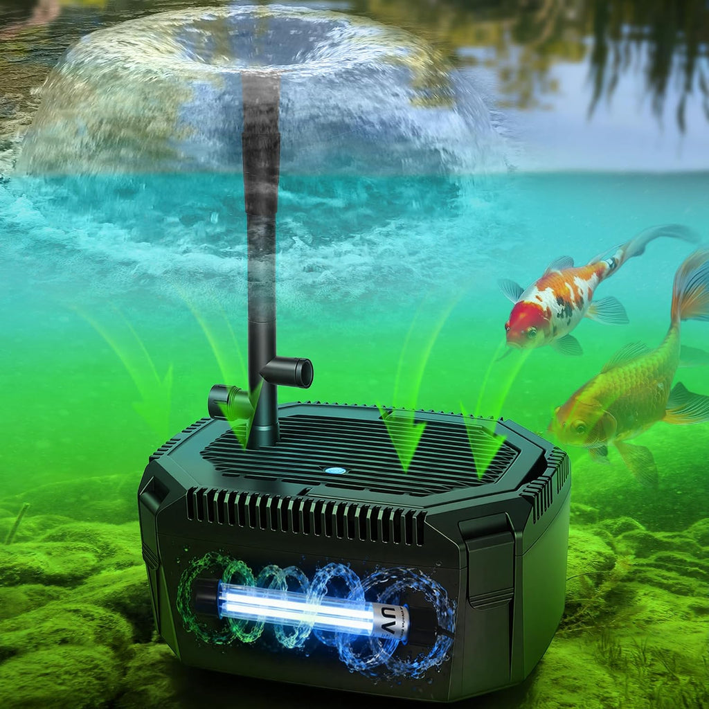 Submersible Pond Filter with Powerful 18W UV Light for Pond Algae Control