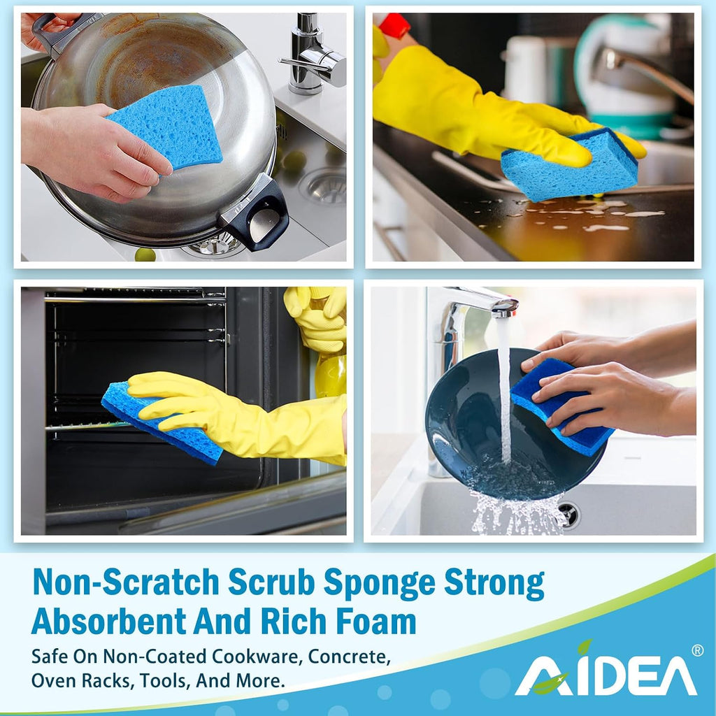 Non-Scratch Scrub Sponge-48Count, Sponges Kitchen, Sponges for Dishes