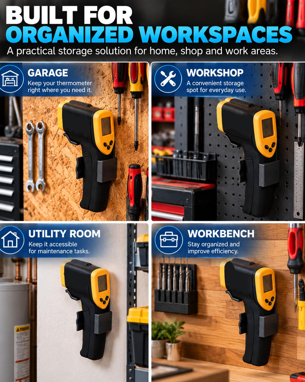 Infrared Thermometer Wall Mount Compatible with Etekcity, Storage(2Pcs)