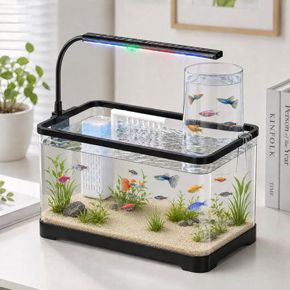 3 Gallon Betta Fish Tank Starter Kit - Negative Pressure Acrylic Aquarium