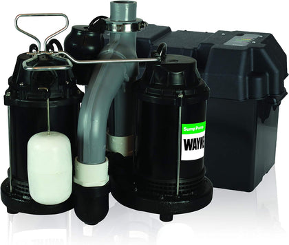 Preassembled Primary & Battery Backup Sump Pump Combo System | 1/2 HP, Integrated Vertical Float Switch, 12 Volt