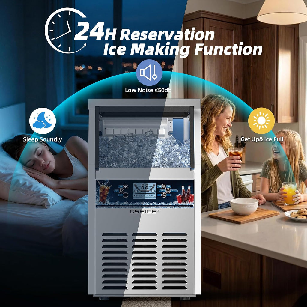 Commercial Ice Maker Machine (80lbs/24H with 12lbs Ice Storage)