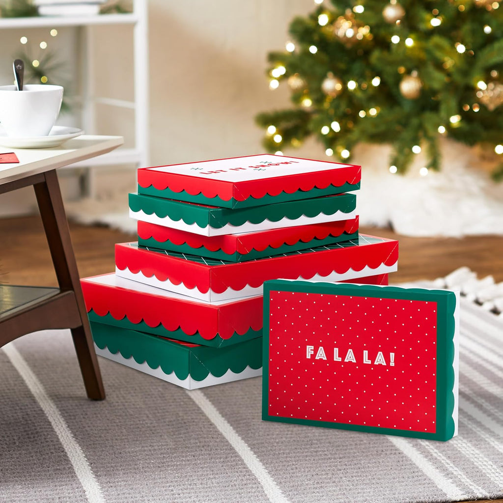 Christmas Gift Boxes with Lids, Assorted 12-Pack (Red and Green)