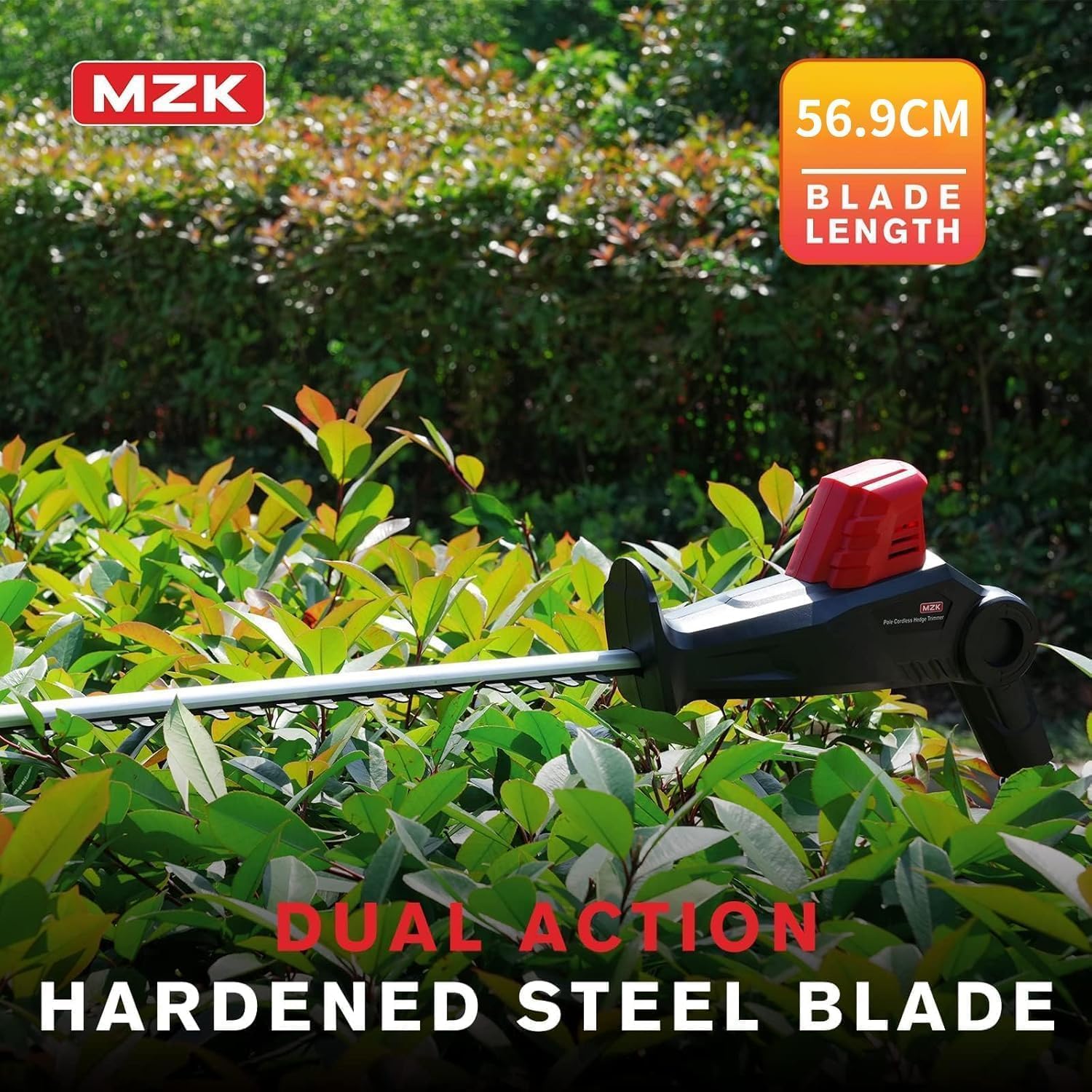 20V 23-Inch Pole Hedge Trimmer, 8-Foot Reach, Multi-Angle | Cordless hedge trimmer with extension pole for tall