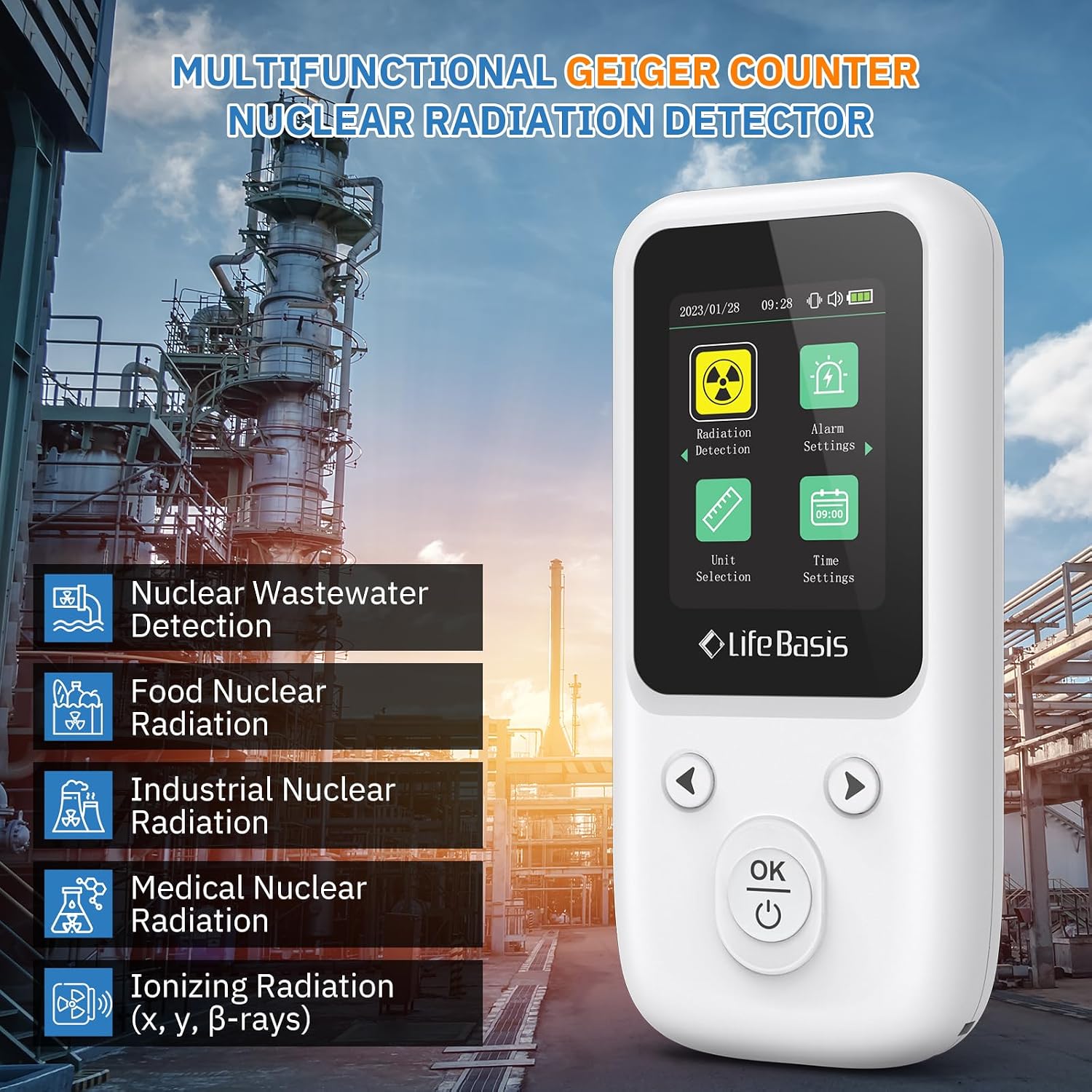 Geiger Counter Nuclear Radiation Detector with Smart Alert | Portable Handheld Radiation Monitor & Dosimeter with TFT