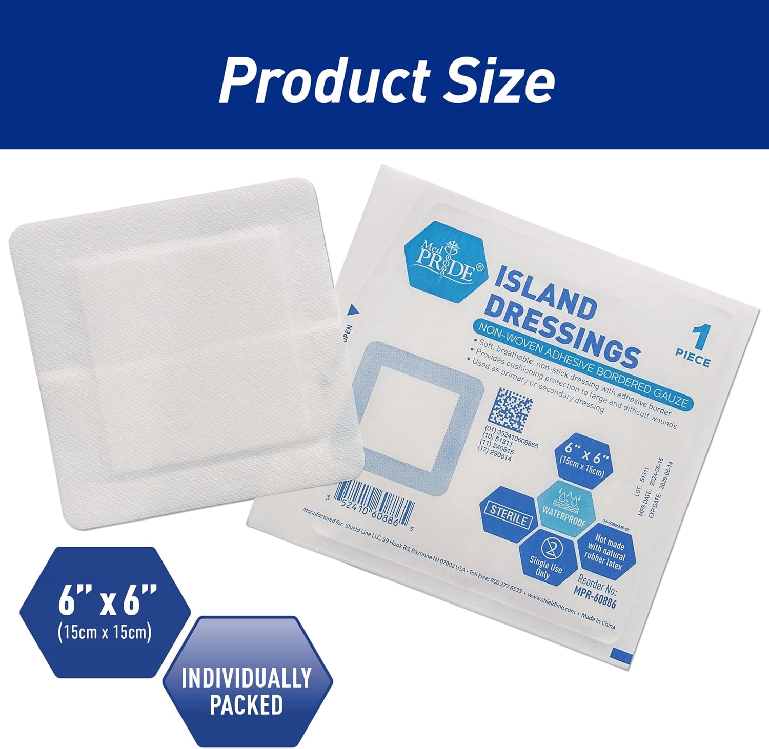 Adhesive Gauze Pads 6x6, 25 Sterile Individually Packed Nonstick Breathable Bandages for Wounds, Highly Absorbent