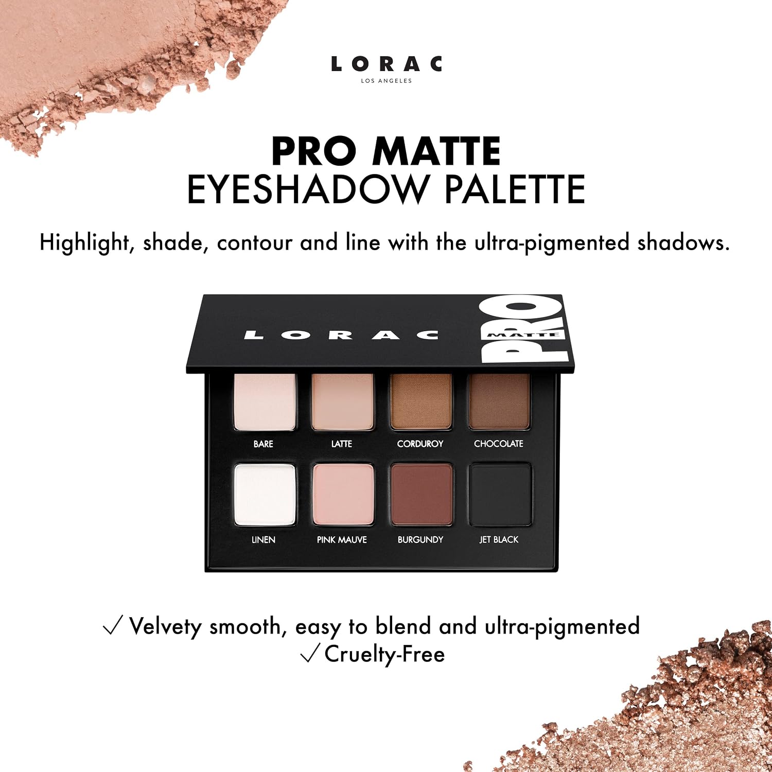 PRO Matte & Shimmer Eyeshadow Palette, Metallic High Pigmented, Mirror Compact