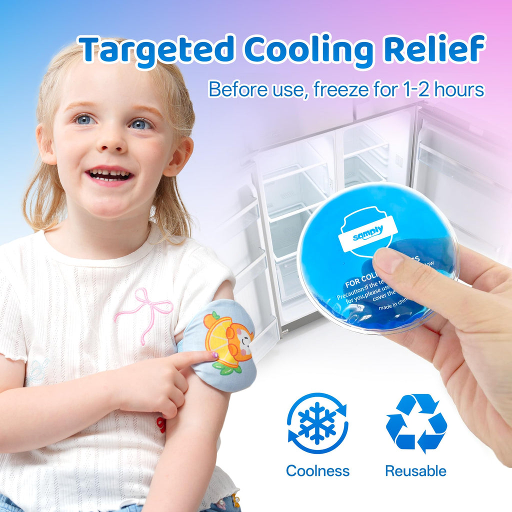 Small Gel Ice Packs, 4 Mini Reusable Cold Packs with 2 Cute Covers