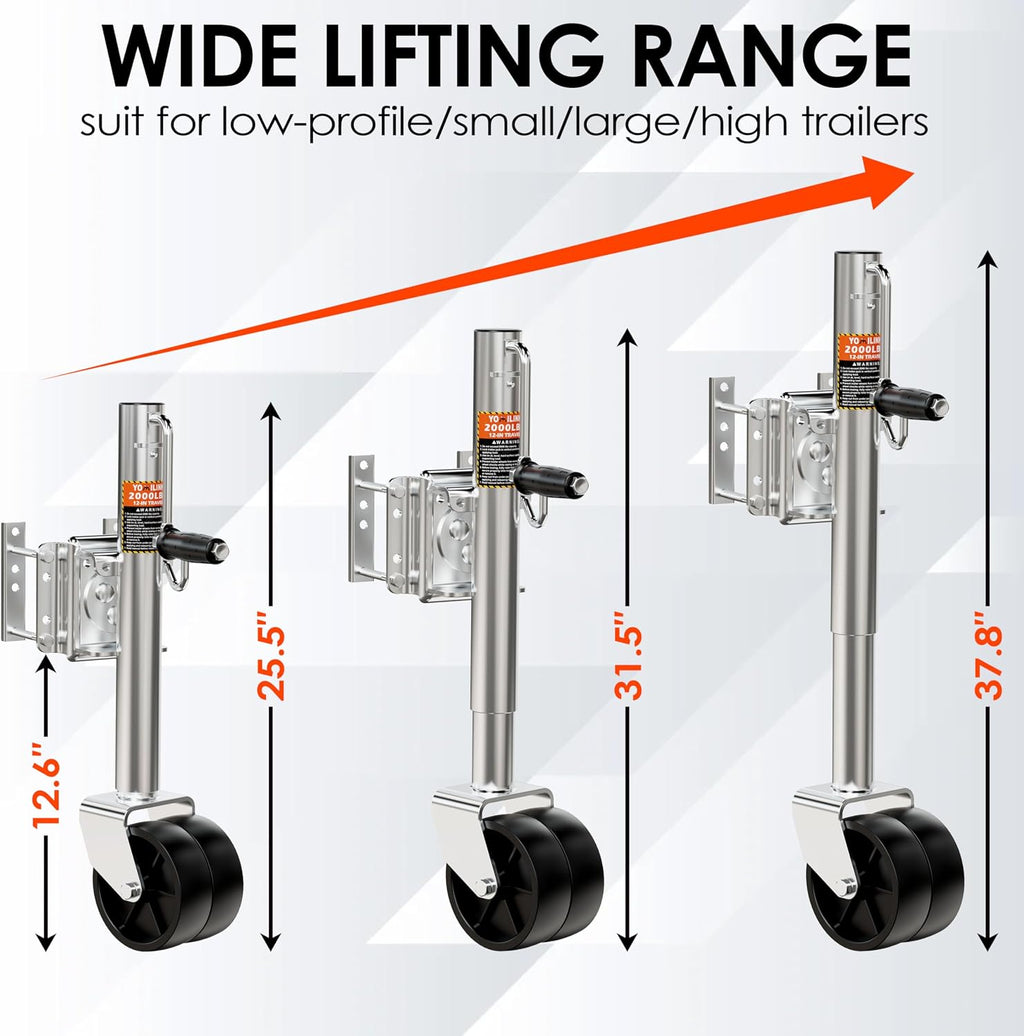 2000 lbs Trailer Jack with Dual Wheel, Heavy Duty Swivel Boat Jack