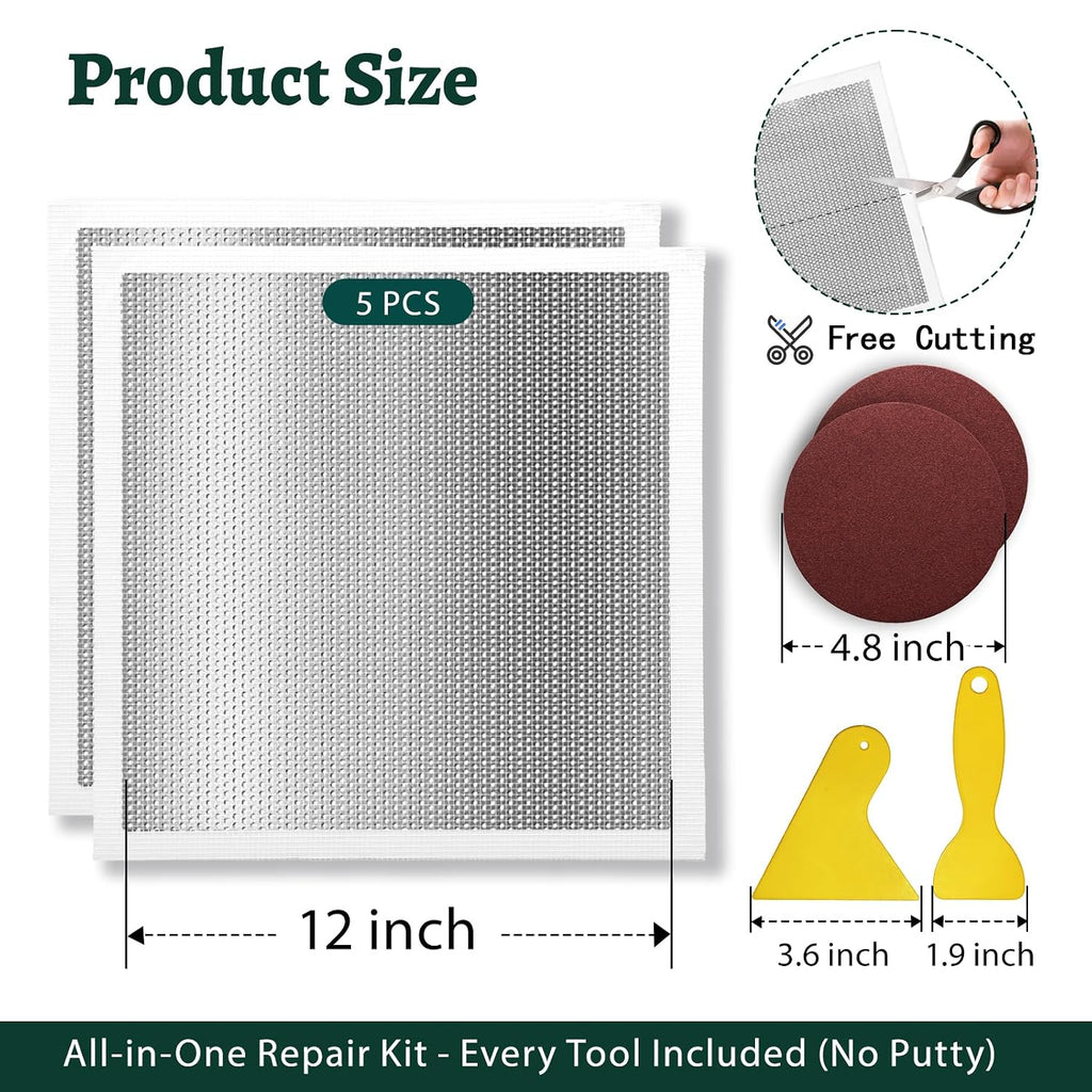 Drywall Repair Kit 12 x 12 Inch Drywall Patch Kit Large Hole (5Pcs) Wall Patch Repair Kit for Ceiling Large Holes