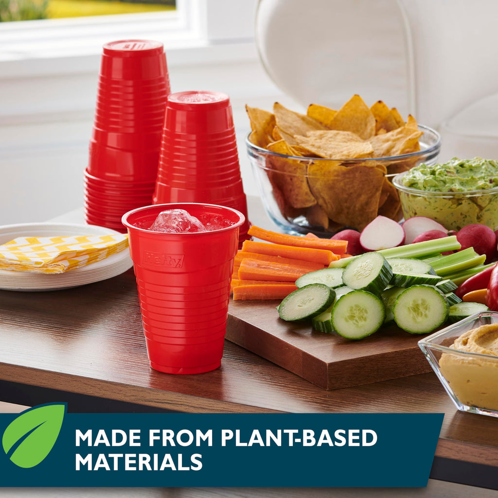 EcoSave Compostable Party Cups, 18 oz, 16 Count (Pack of 3), 48 Total