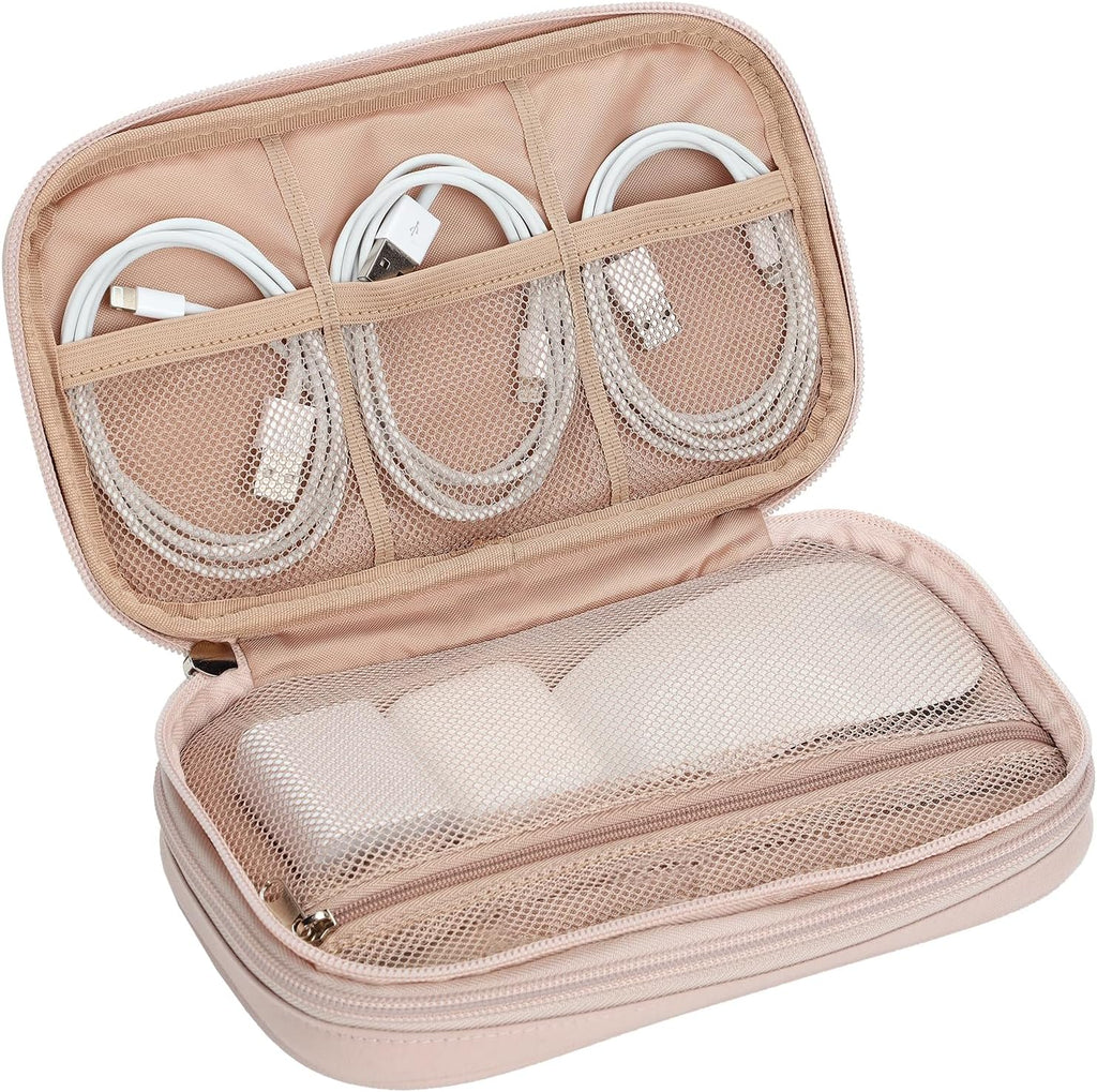 Electronics Travel Organizer Cord Case, Charger Cable Tech Bag | Double-layer bag keeps chargers, cables, flash
