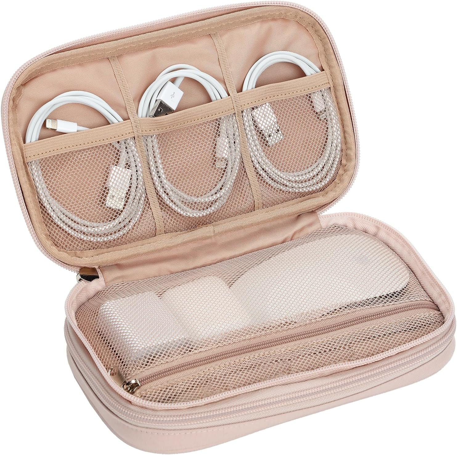 Electronics Travel Organizer Cord Case, Charger Cable Tech Bag | Double-layer bag keeps chargers, cables, flash