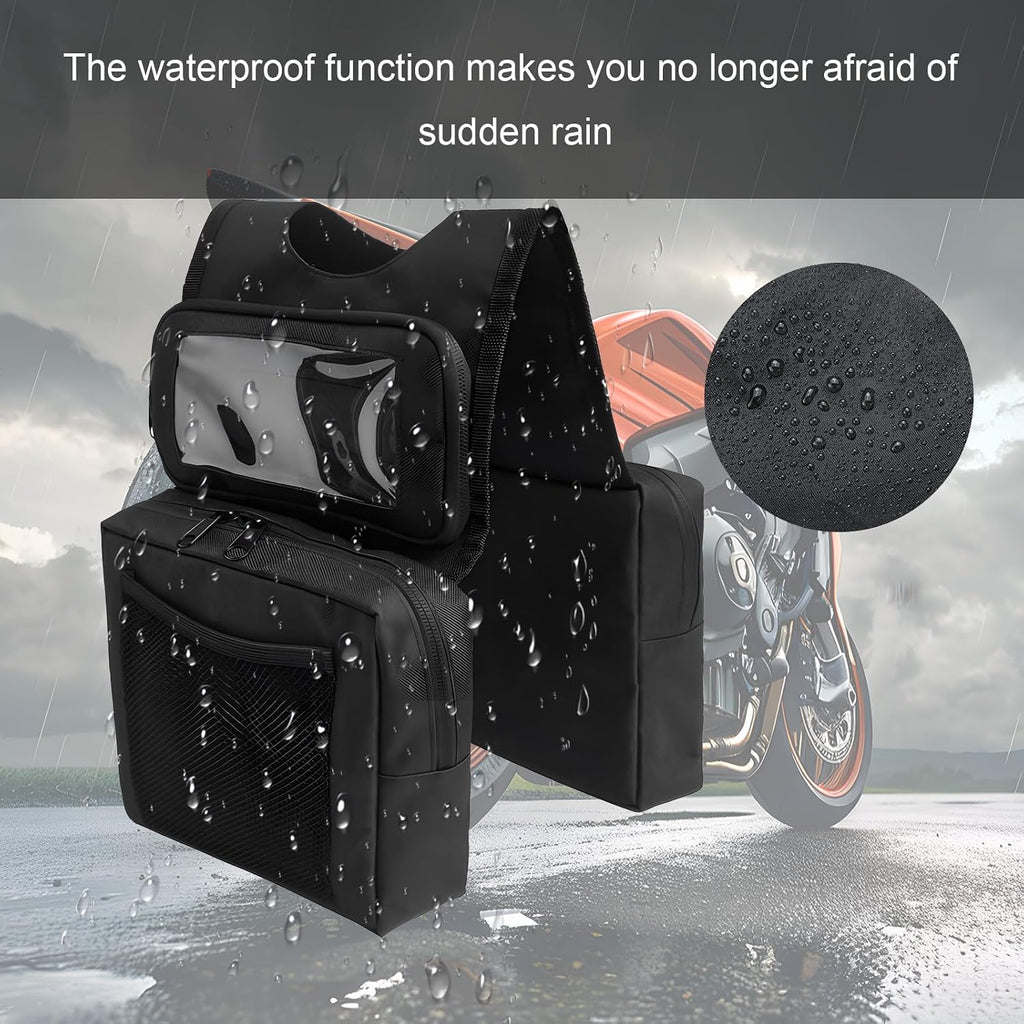 Motorcycle Tank Bag, Large ATV Tank Top Bag with Touch Screen Phone Pouch & Drink Holder, Universal Waterproof