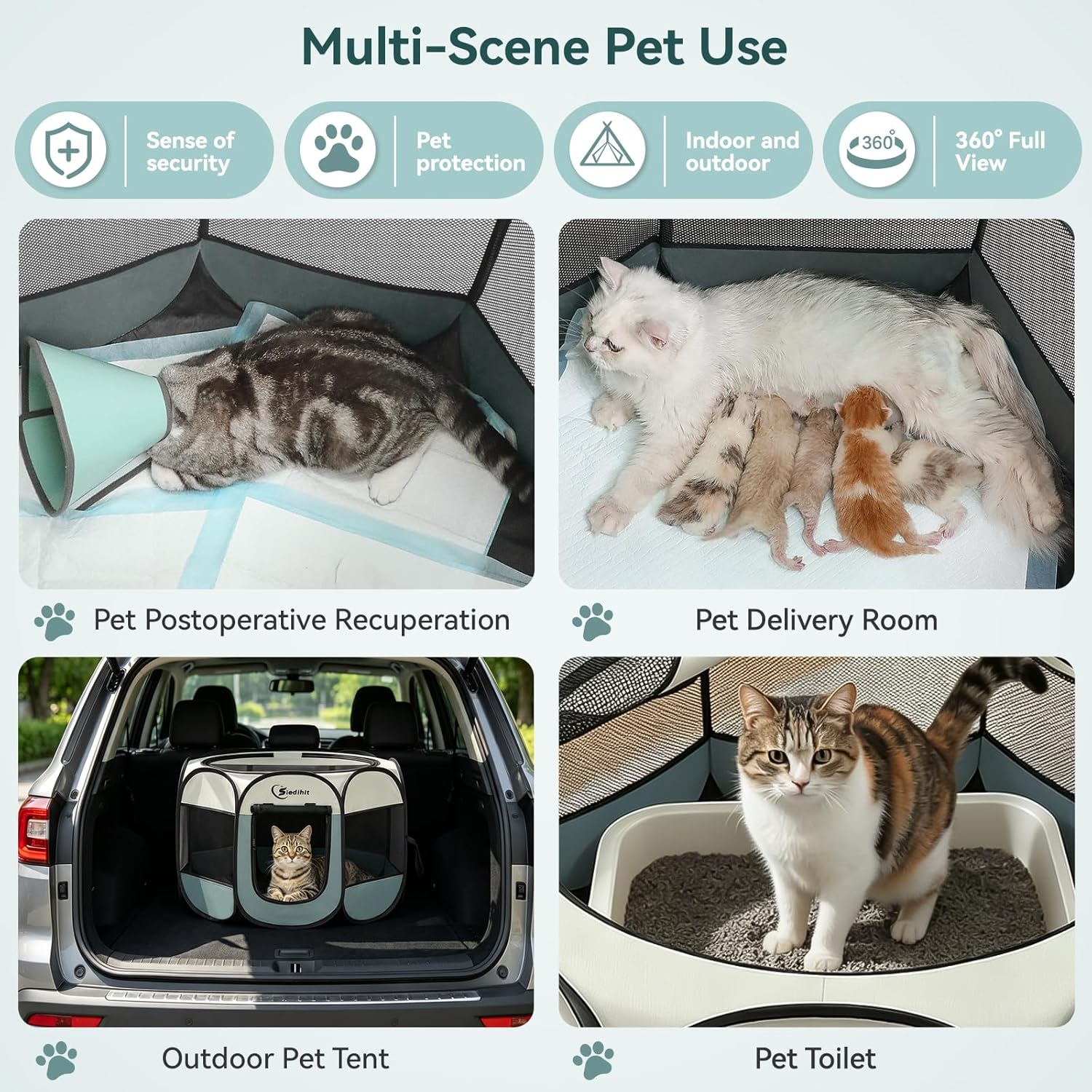 Dog Cat Playpen, Puppy Pet Playpen Indoor for Small Dog Crate Tent Cage Outdoor, Portable Pop Up Dogs Enclosure