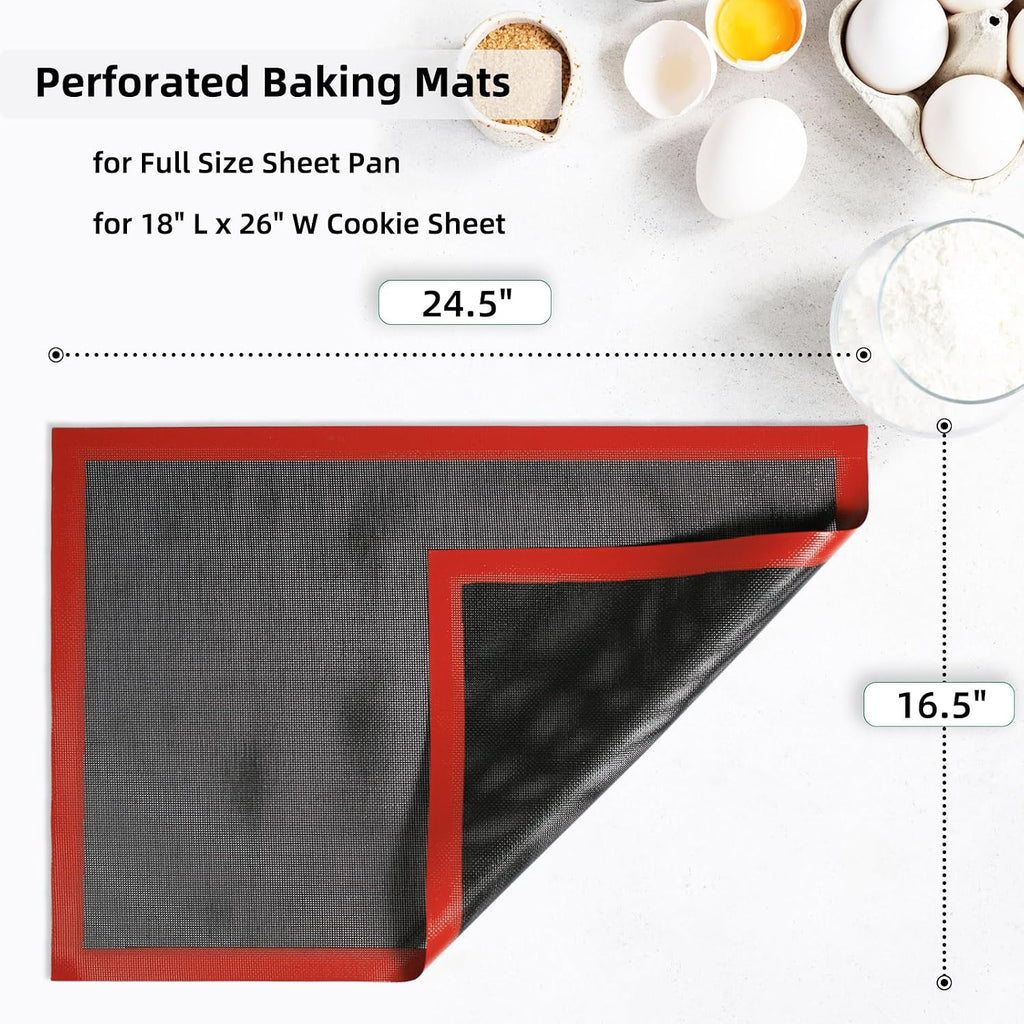 Perforated Silicone Baking Mat for Full Size Sheet Pan, Non-Stick Eclair Baking Mat for 18x26 Commercial Pan