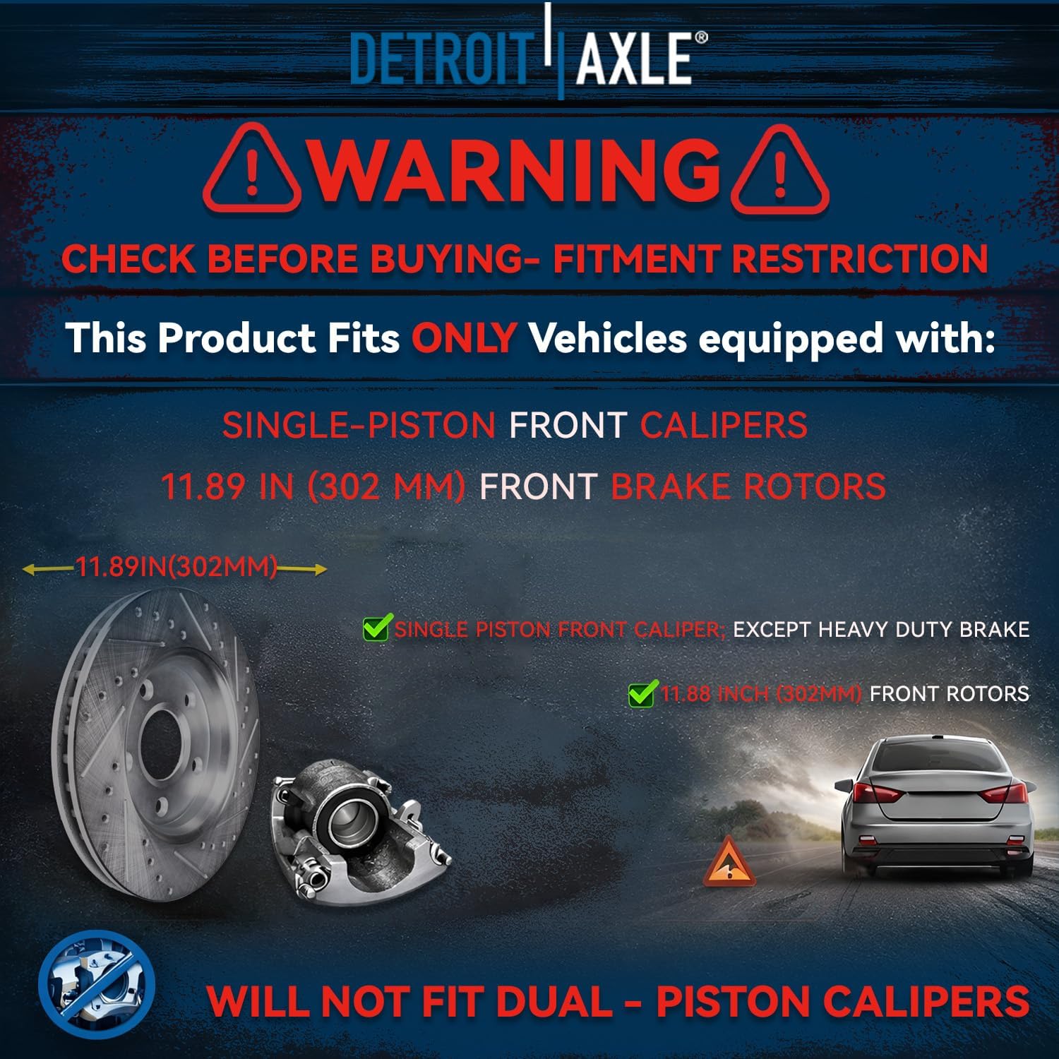 Front Brake Kit for 08-12 Chrysler Town & Country | Dodge Grand Caravan 09-12 VW Routan, Disc Brake Rotors Ceramic