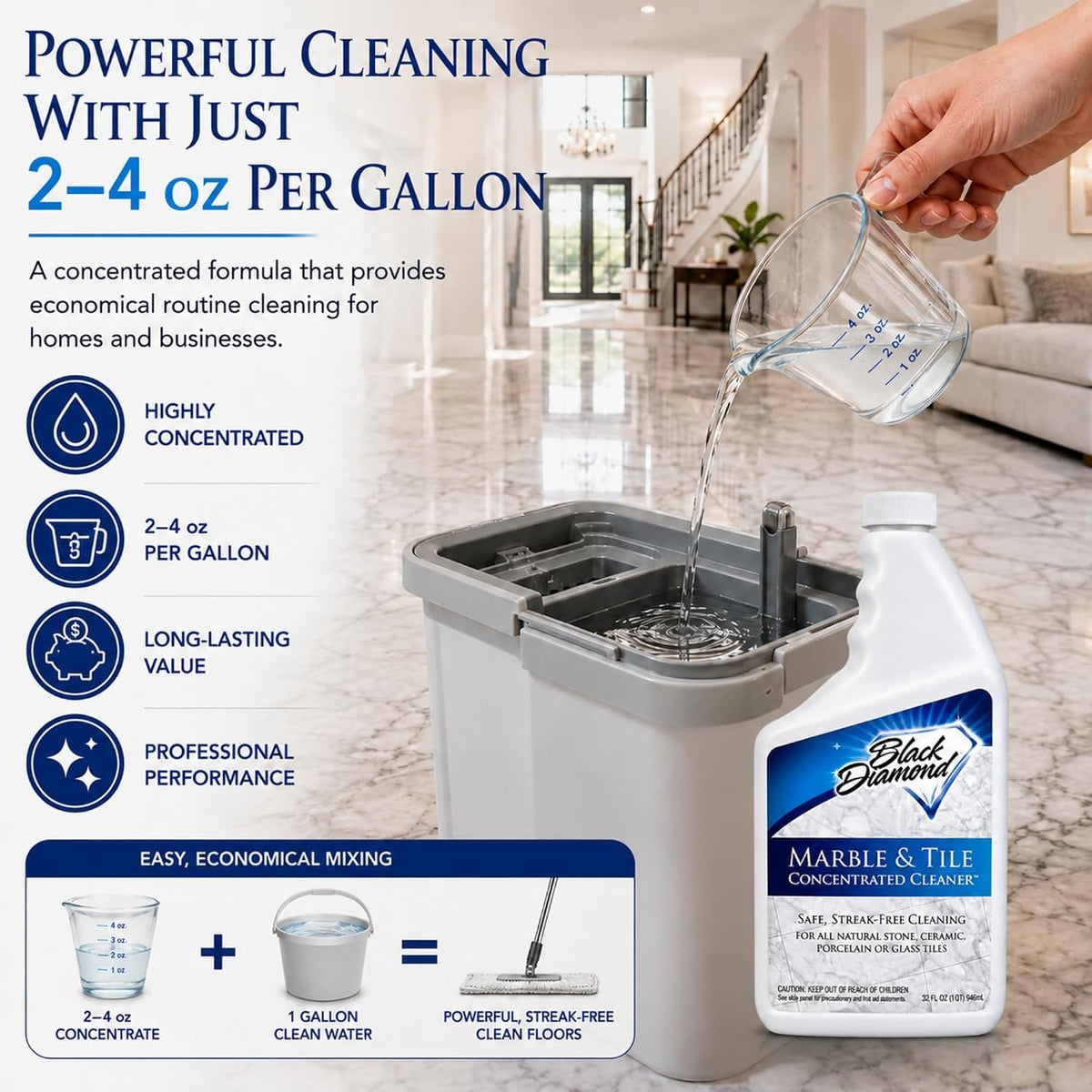 Marble & Tile Floor Cleaner Concentrate, 1 Quart
