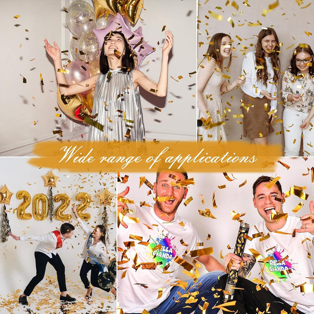 Confetti Cannons Confetti Poppers 5 Pack,15 Inch Gold Party Poppers Confetti Shooters, WORKKEEP Yello Confetti Pop