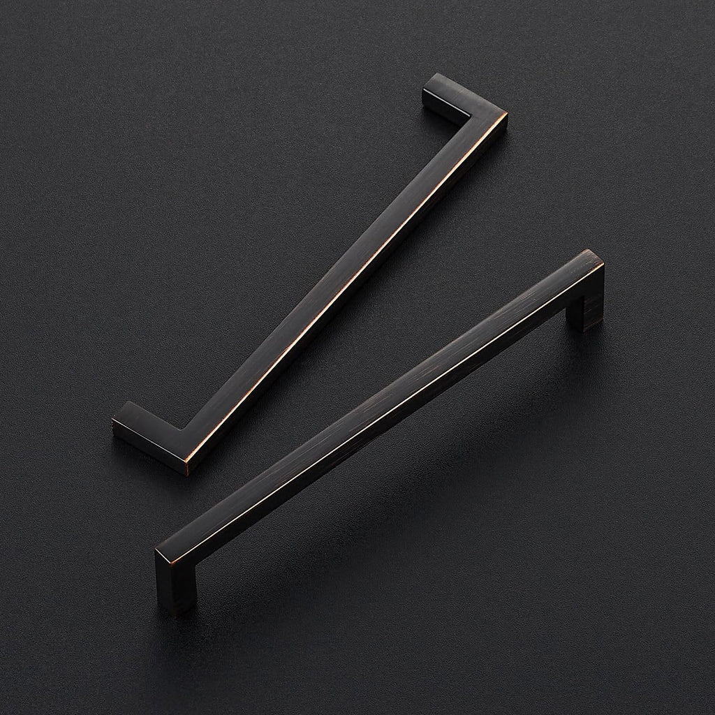 Oil Rubbed Bronze Square Solid Cabinet Handles 6-1/4 Inch 15 Pack