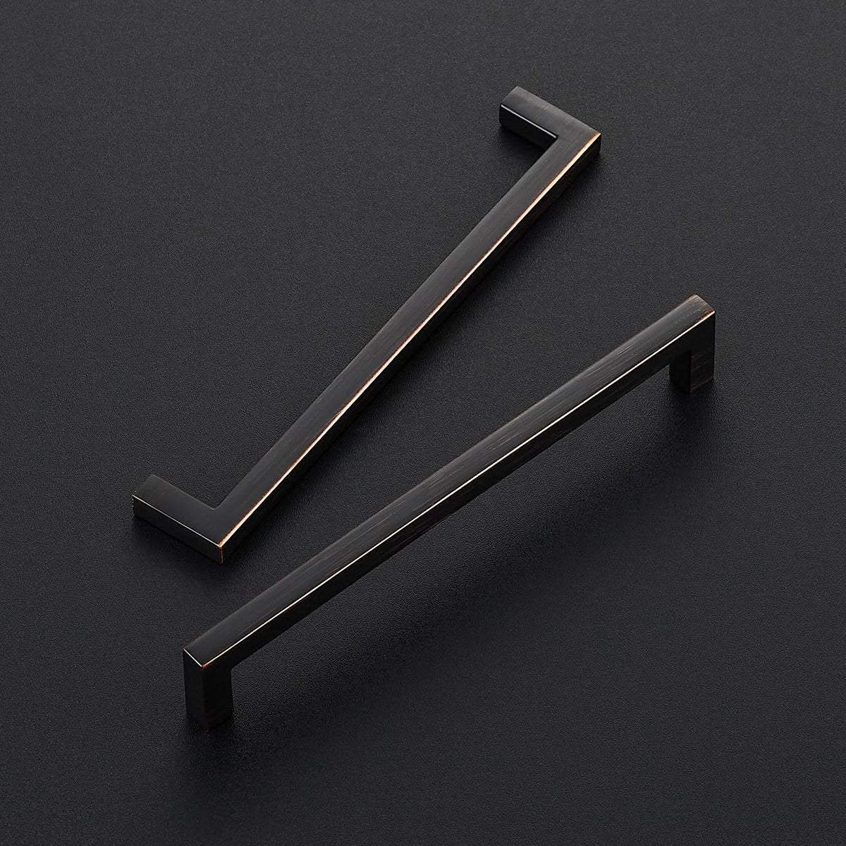 Oil Rubbed Bronze Square Solid Cabinet Handles 6-1/4 Inch 15 Pack