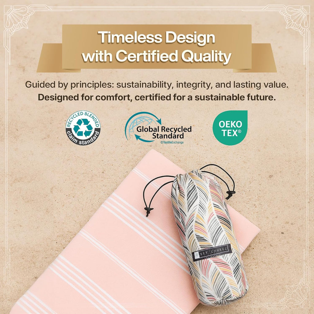 Turkish Beach Towel with Travel Bag 39 x 71 Quick Dry Sand Free Lightweight Large Oversized Towels Light