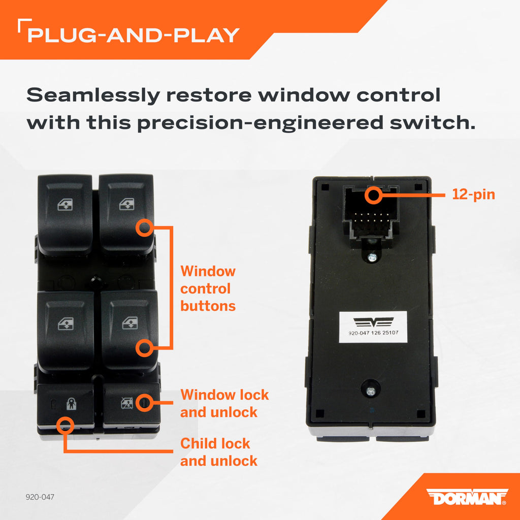 Dorman 920-047 Front Driver Side Power Window Switch Compatible with Select Chevrolet/GMC Models