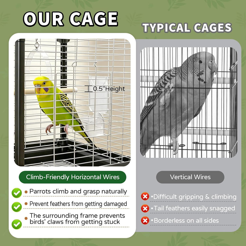 17.5 Inch Small Bird Cage & Travel Carrier – Portable Parrot Cage for Home, Outing, Pet Clinic or Temporary