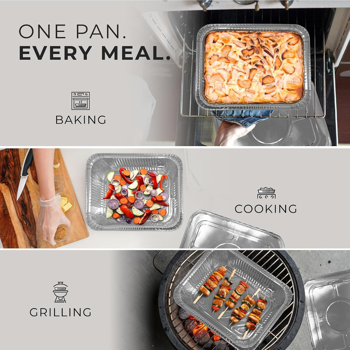 Aluminum Pans with Lids 9x13 (20 Pack) Disposable Tin Foil Trays