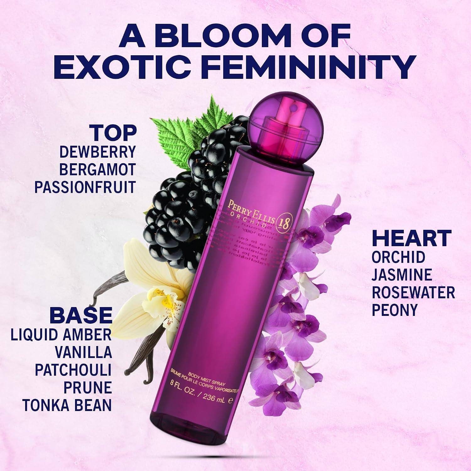 18 Orchid Body Spray for Women Long Lasting, 8 Fl Oz (200 mL) | Floral & Vanilla Body Mist, Perfumes for Women, EDT