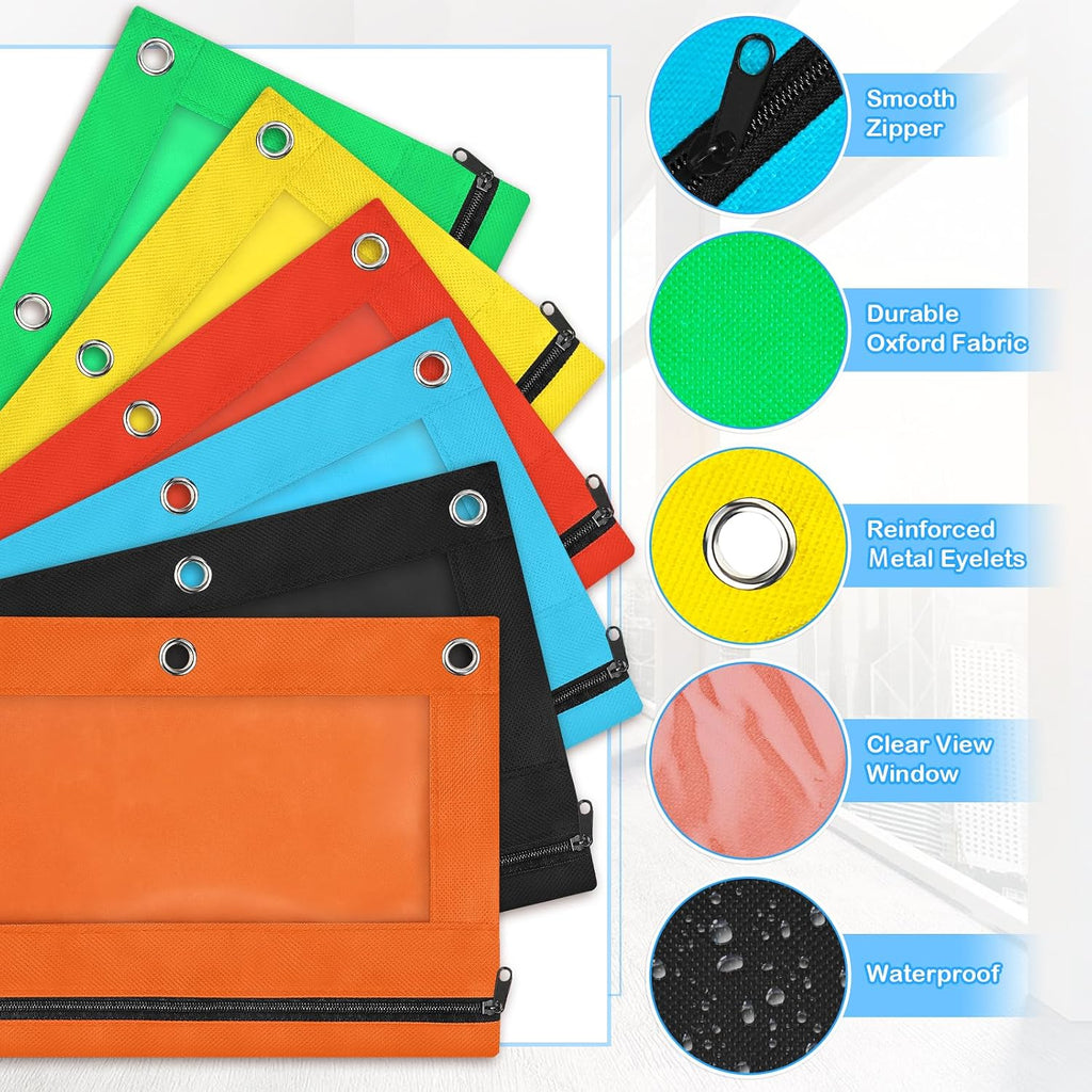 72 Pack Pencil Pouch Bulk, Pencil Pouches for 3 Ring Binder, Zipper Pencil Pouch Bulk for School, Home and Office