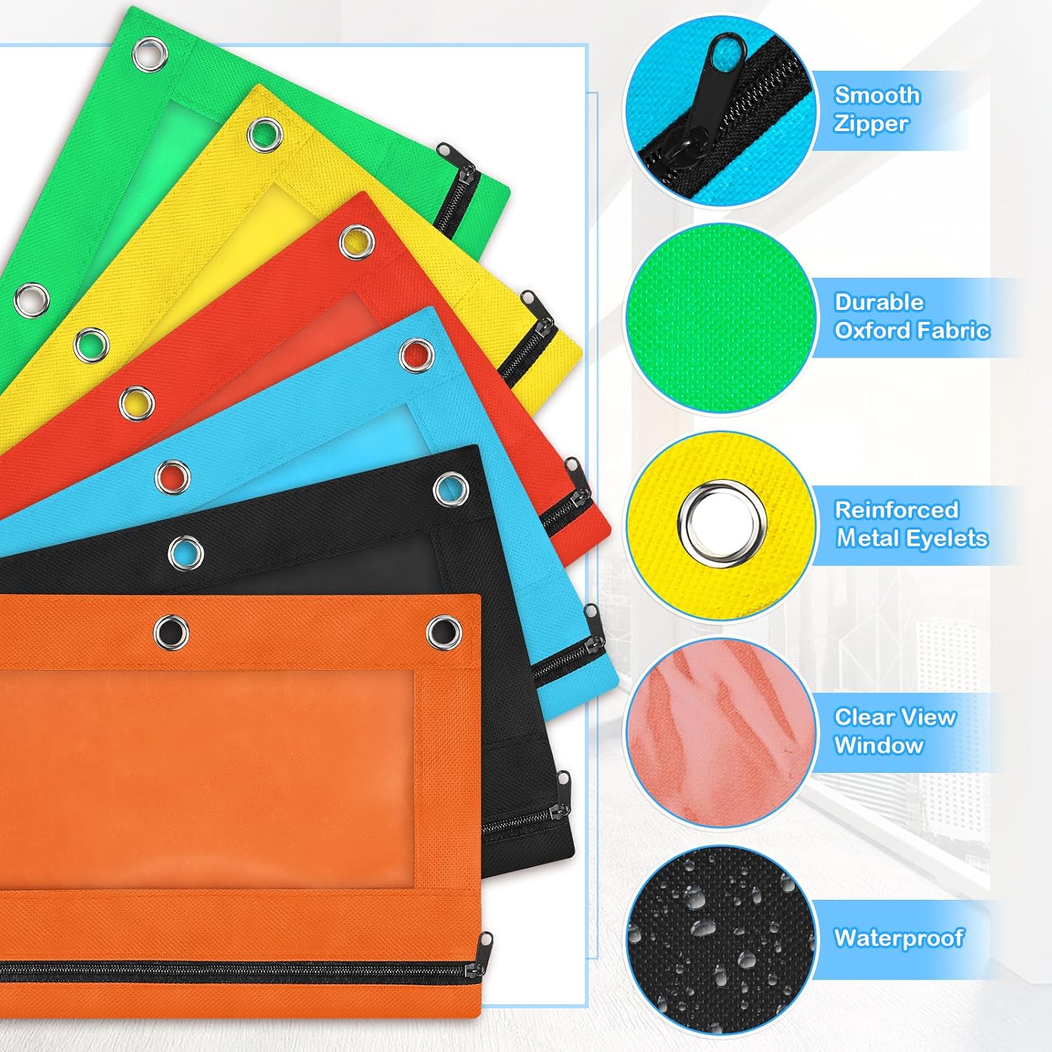 72 Pack Pencil Pouch Bulk, Pencil Pouches for 3 Ring Binder, Zipper Pencil Pouch Bulk for School, Home and Office