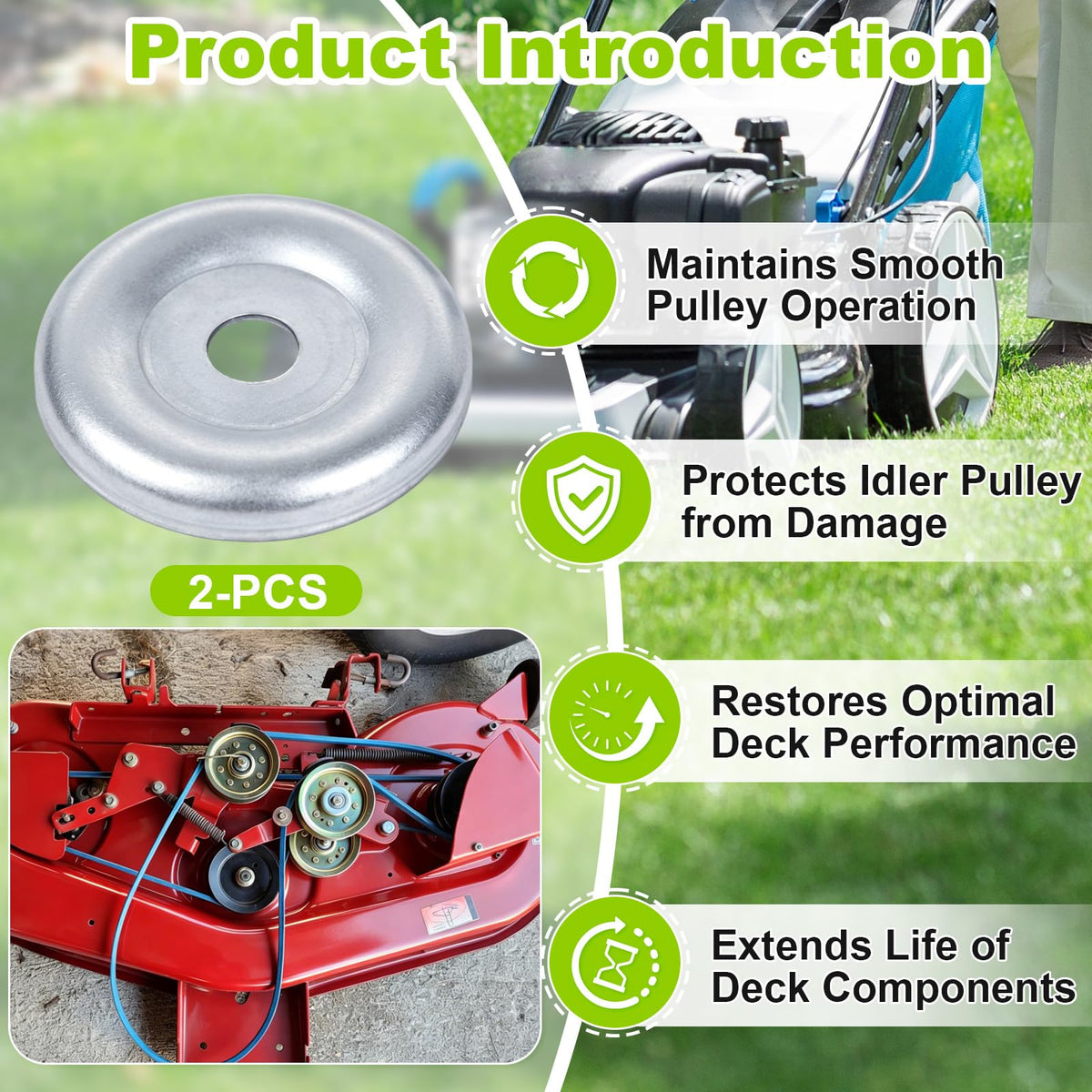 2 Pcs 783-08389 Mower Deck Idler Pulley Cap Compatible with Cub Cadet