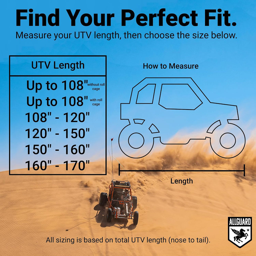 AllGuard Weatherproof Max UTV Cover, Heavy Duty 600D Marine Grade Polyester, Protects from Rain, Snow, Sun, UV & More