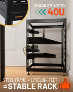ECHOGEAR 15U Open Frame Rack w/Optimal Air Flow, DIY Assembly, 20.4” Depth